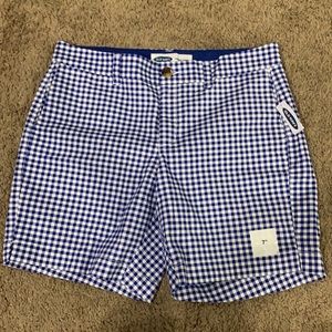 Blue and white checkered shorts